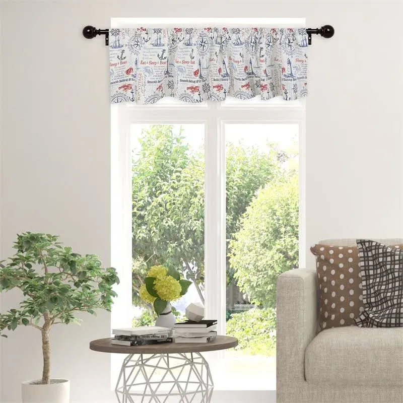 DII Maritime Multi-Color Charming Printed Cotton Window Valance 72x14