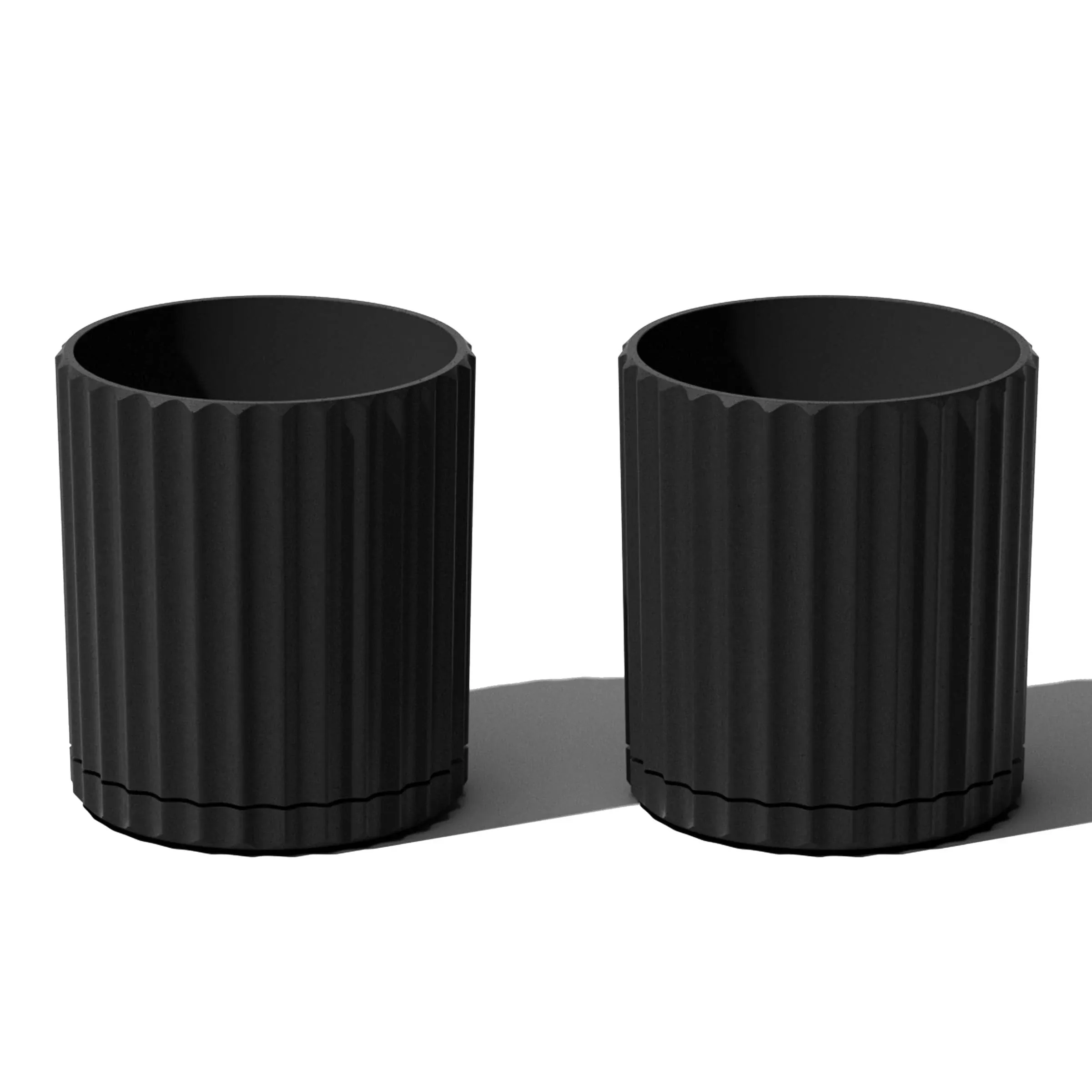 Veradek Demi Series Demi 6" Planter w/Tray - Black, 2 Pack