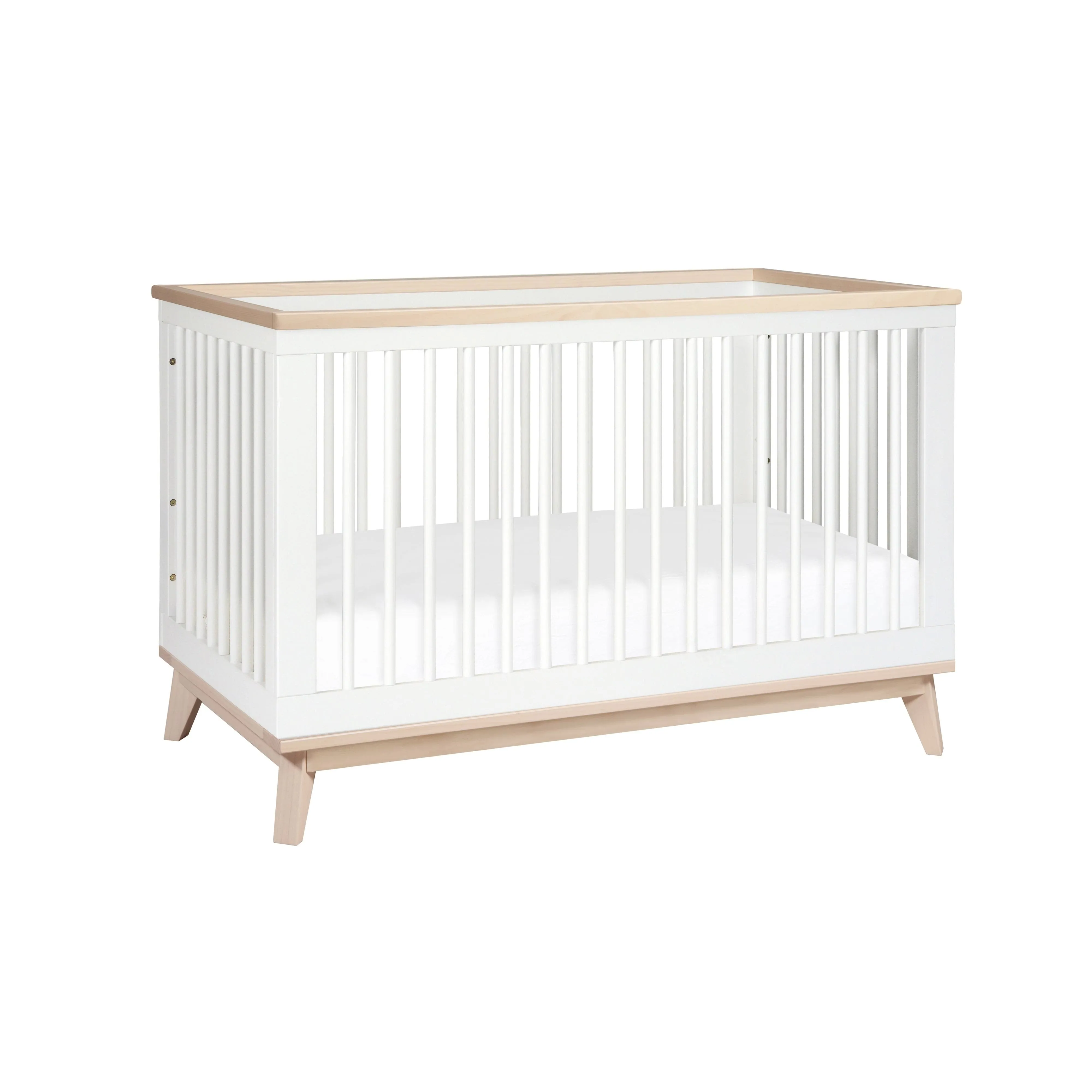 Babyletto Scoot 3-in-1 Convertible Crib with Toddler Conversion Kit White/Washed Natural