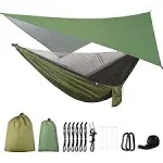 FIRINER Camping Hammock with Rain Fly Tarp and Mosquito Net Tent Tree Straps