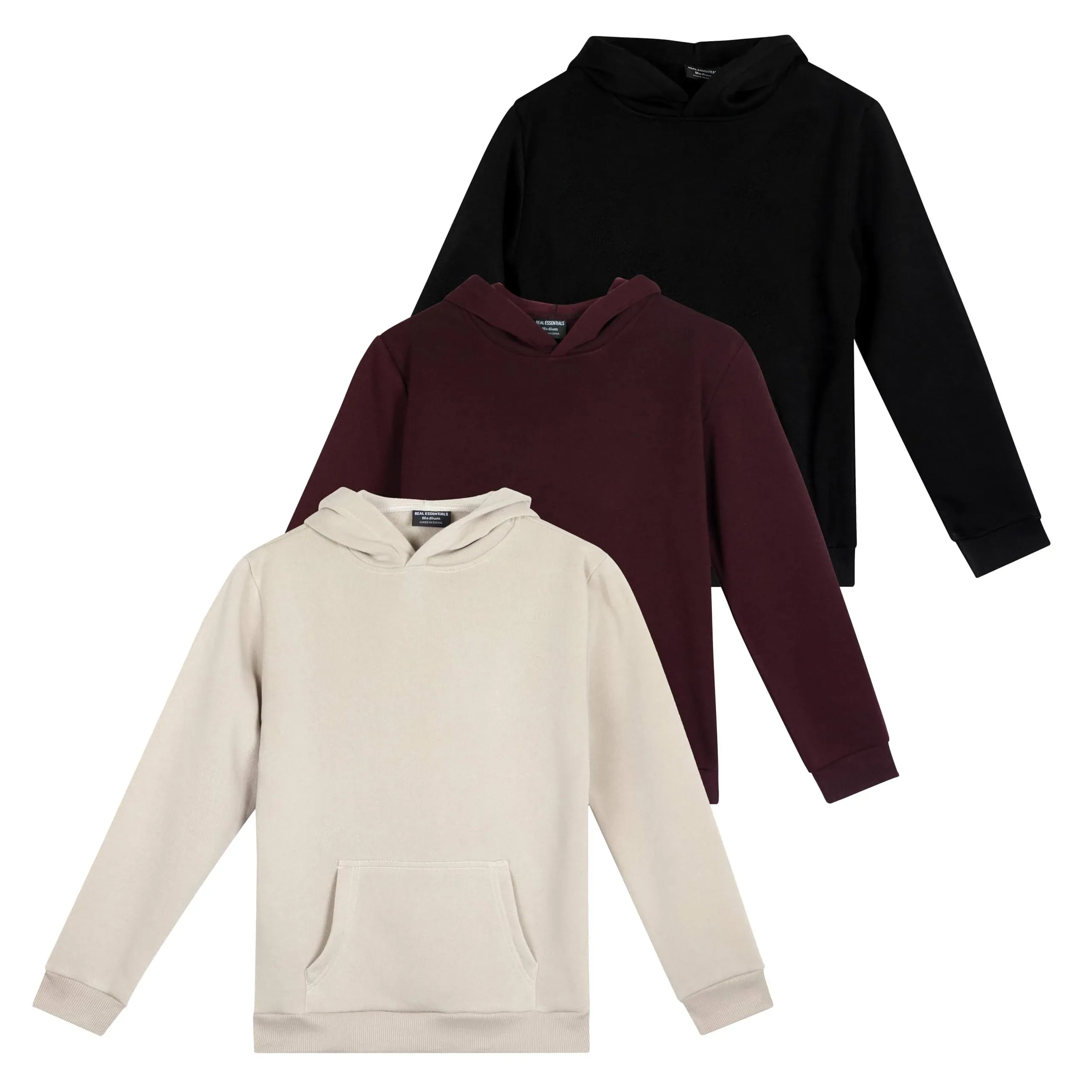 3 Pack: Women's Fleece Long-Sleeve Pullover Hoodie Active Sweatshirt Kangaroo Pocket - (Available In Plus)