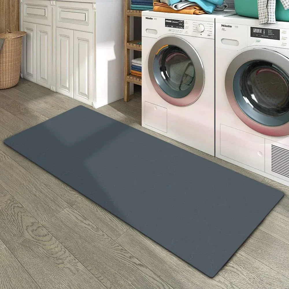 GOYLSER Non-Slip Bathroom Runner Rug Super Absorbent Bathmat, Quick Dry Indoor Runner Navy Rubber Bath Rug Bath Floor Mat, Ultra Thin Cut to Fit Bathroom Rugs