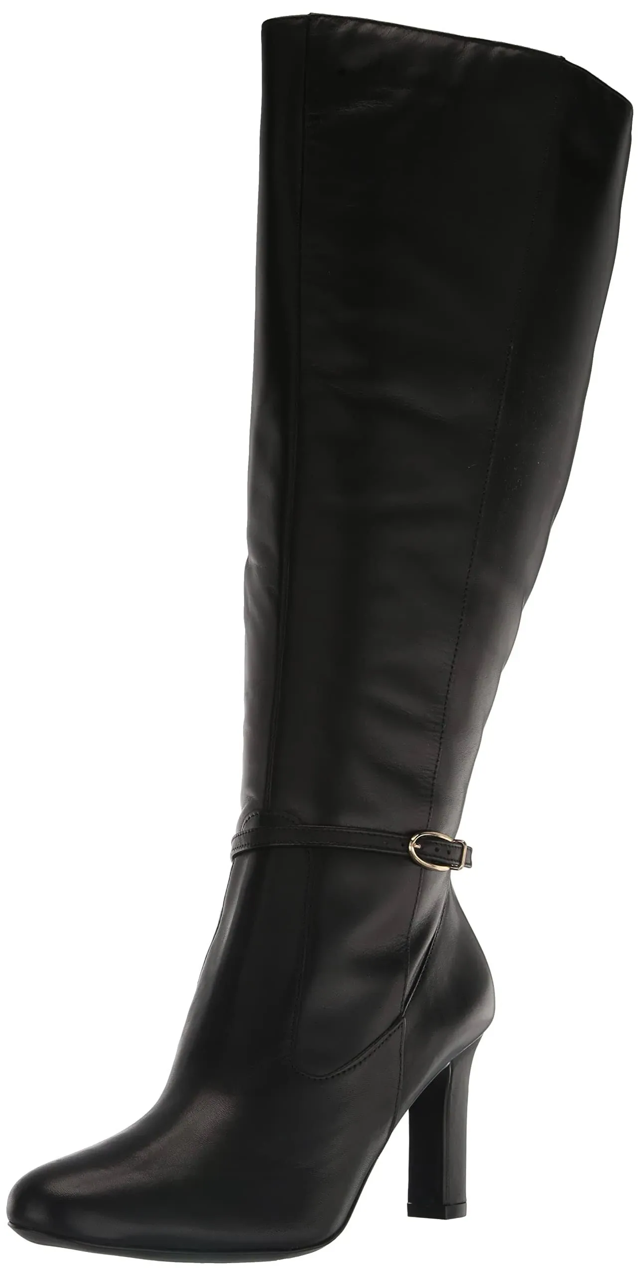 Naturalizer Henny Womens Leather Wide Calf Knee-High Boots, Black Leather