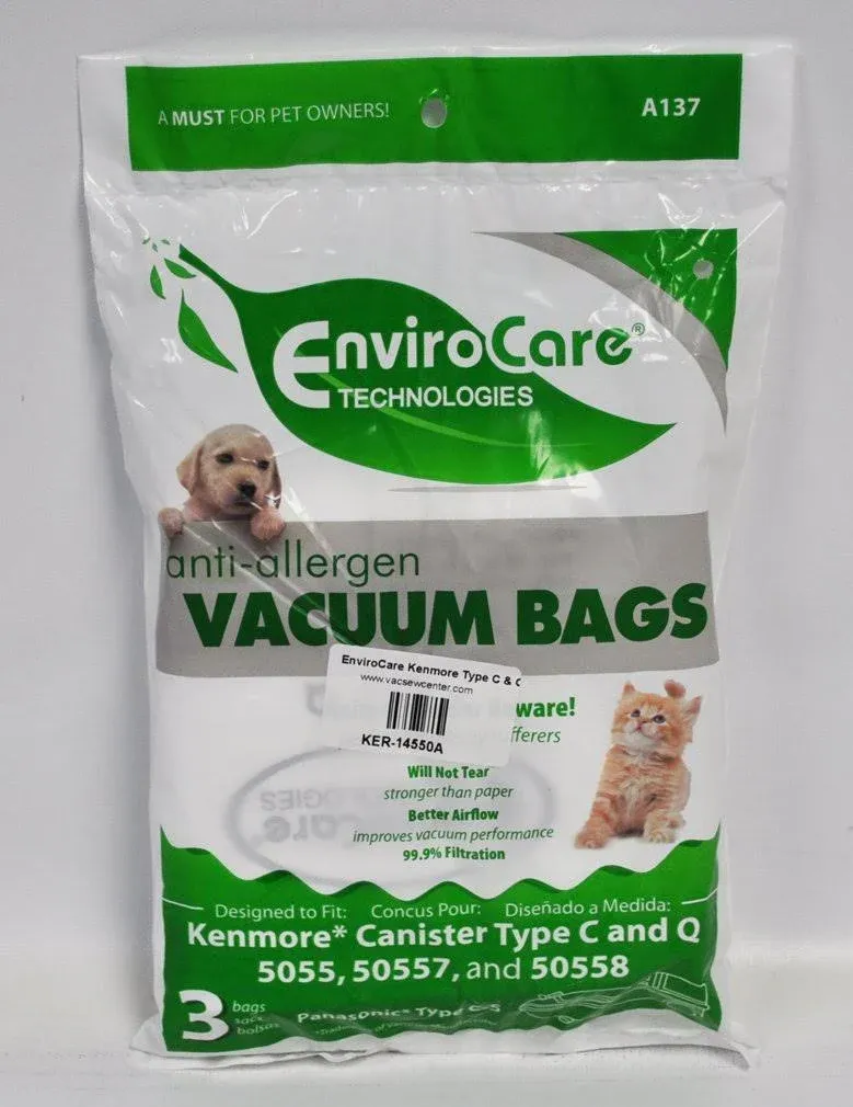 EnviroCare Anti-Allergen Vacuum Bags for Kenmore Type C & Q, KER-14550A