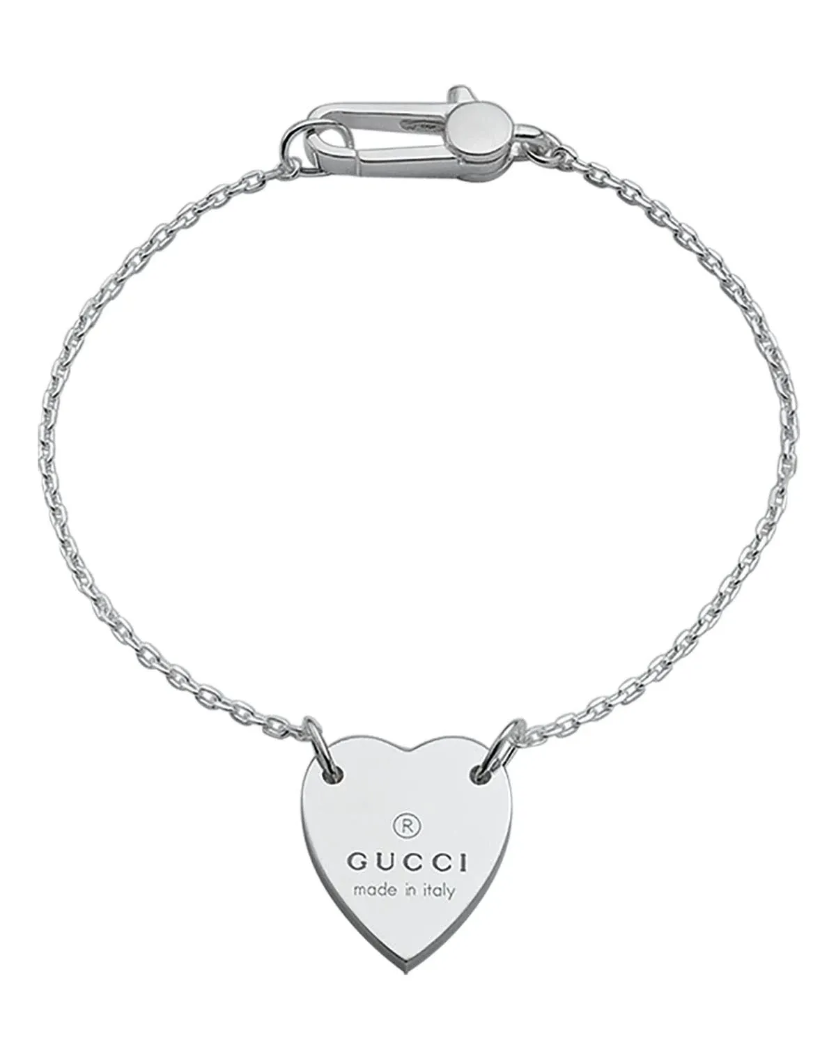 Sterling Silver Gucci Heart Chain Bracelet