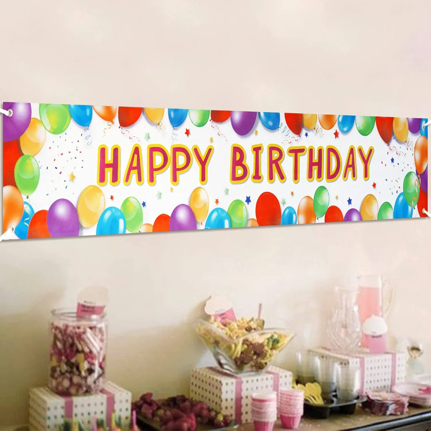 6 Feet Birthday Banner Happy Birthday Sign Huge Balloon Banner Decorations Sprin