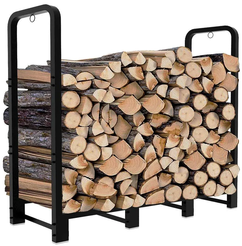 4Ft Outdoor Firewood Rack, Upgraded Adjustable Heavy Duty Logs Stand Stacker Hol