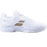 Babolat Unisex-Adult SFX3 All Court Wimbledon Tennis Shoes, White/Gold (US Men's Size 7.5)