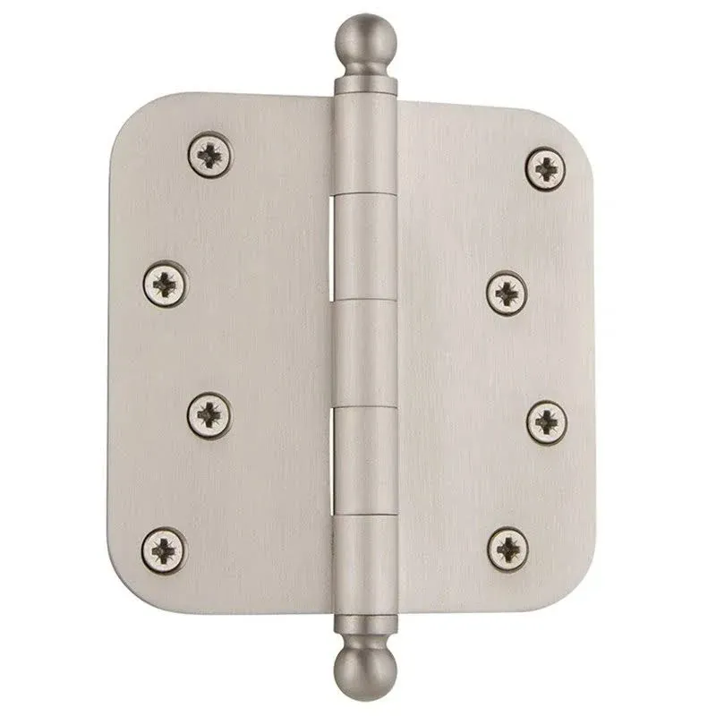 Residential Hinges Collection - 4" Ball Tip Residential Hinge with 5/8" Radius Corners in Satin Nickel (Sold Individually) by Nostalgic Warehouse