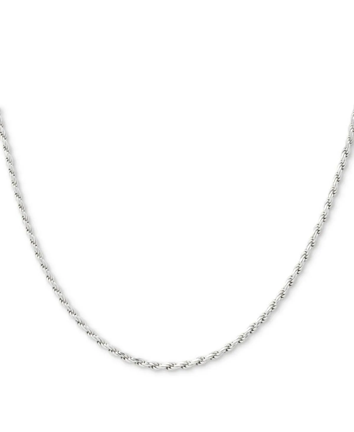 Essentials Sterling Silver Diamond Cut Rope Chain Necklace 20"