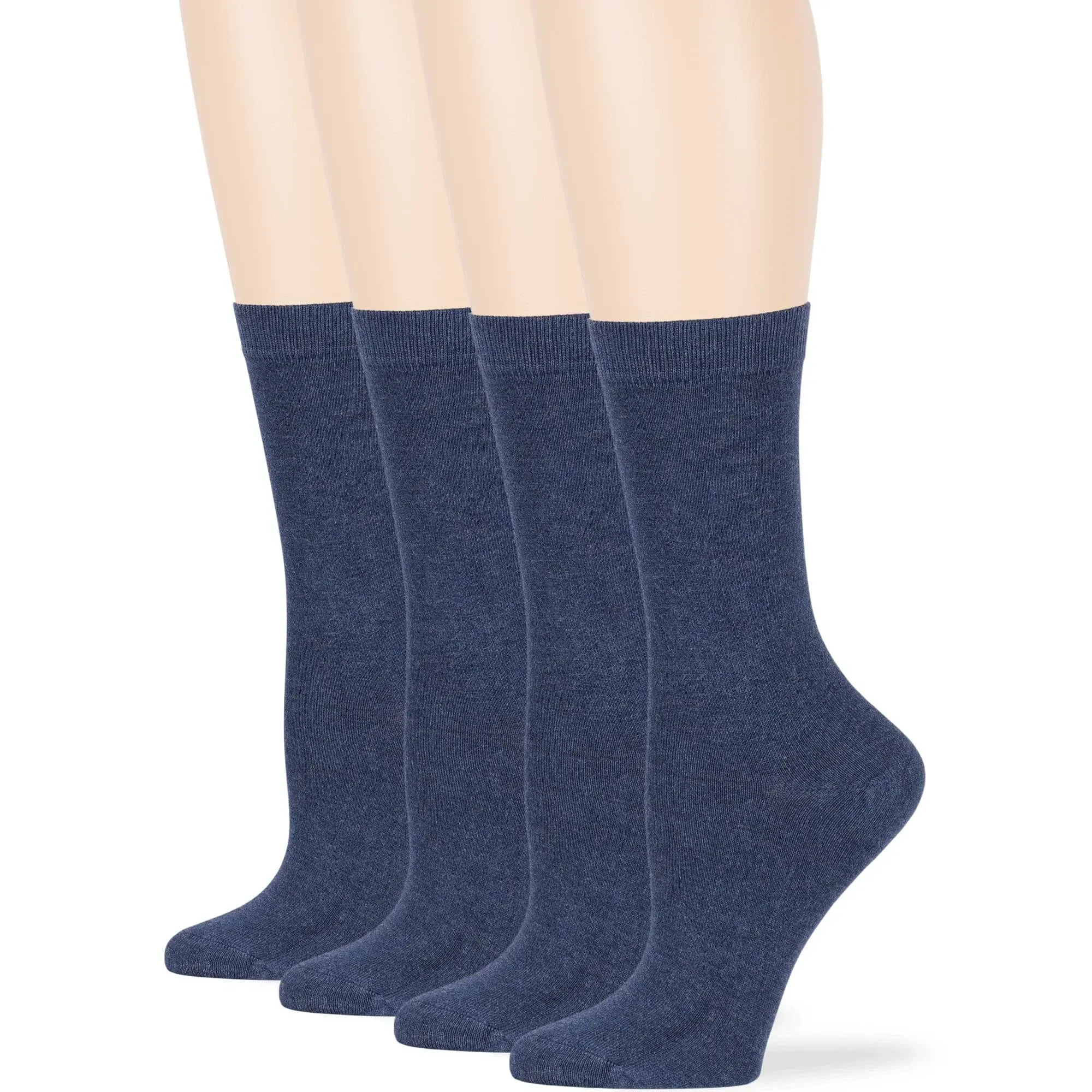 7BIGSTARS KINGDOM Women Viscose Bamboo Fashion Patterned-Solid Dress Socks - 4 Pack L/M -Crew-Black Brown Blue Grey Beige