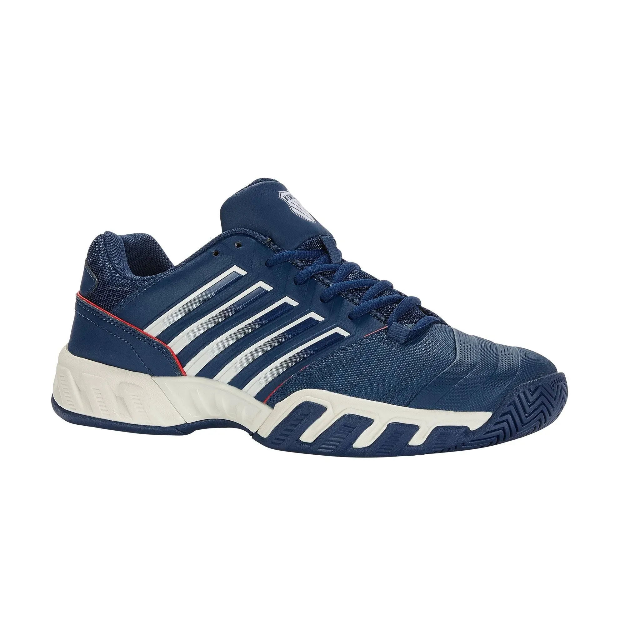 K-Swiss Men's Bigshot Light 4 Tennis Shoes (Blanc de Blanc/Blue Opal/Lollipop)