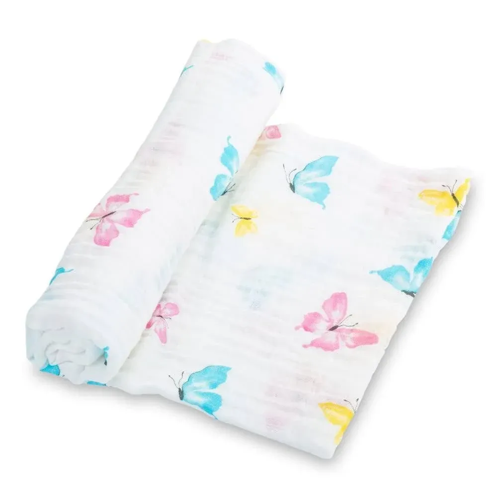 Butterfly Kisses Muslin Swaddle Blanket