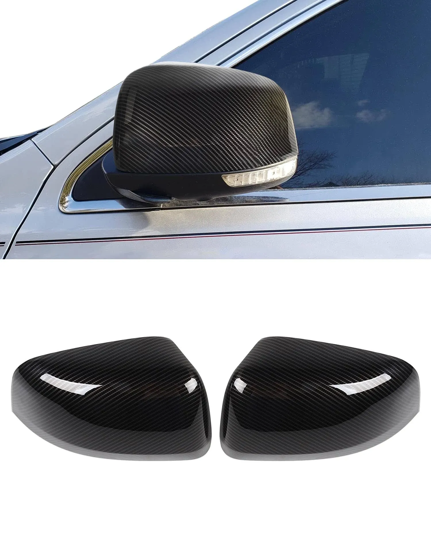 JeCar Side Mirrors Cover Carbon Fiber ABS Rearview Mirrors Trim for 2011-2019 Jeep Grand Cherokee