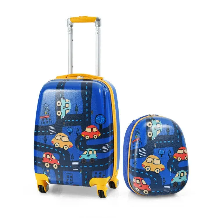 2PCS Kids Carry On Luggage Set 12&#034; Backpack &amp; 18&#034; Rolling Suitcase for Travel