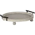 Kate and Laurel Bruillet Rustic Round Wooden Footed Serving Tray