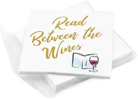 30 Pk,read Between The Wines Cocktail 3-Ply Paper Party Napkins for Book Club ...