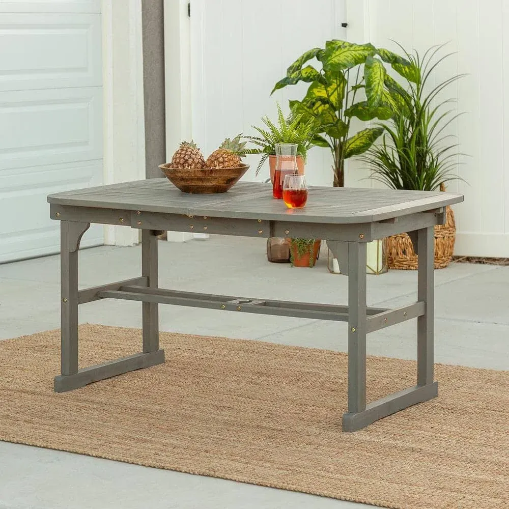 Extendable Outdoor Wood Patio Dining Table - Grey Wash, Gray