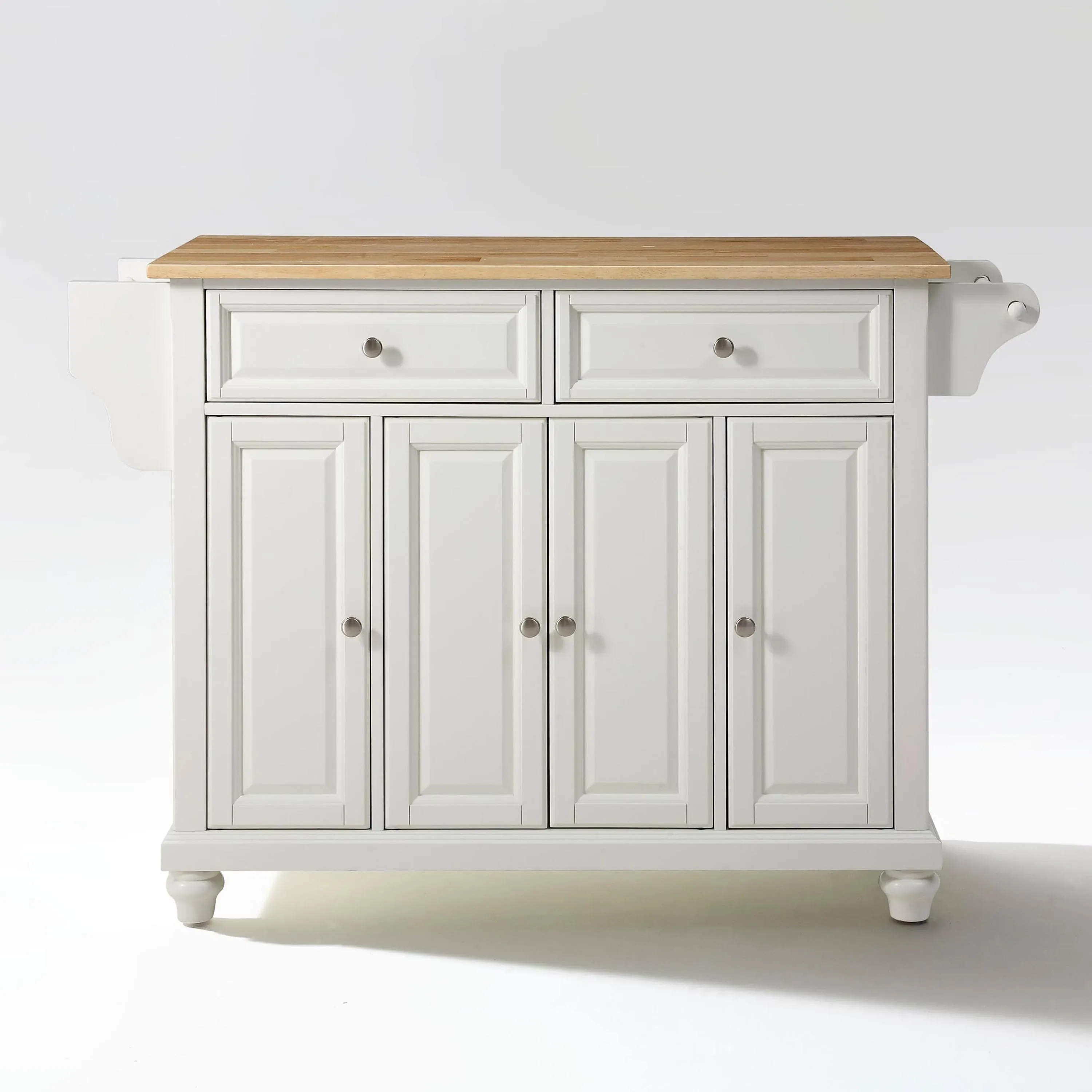 Crosley Furniture Cambridge Full Size Kitchen Island with Natural Wood Top, White