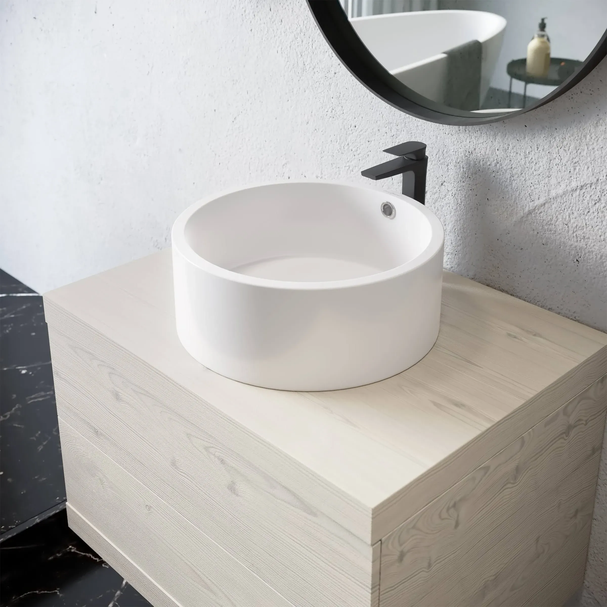 Swiss Madison Monaco Ceramic Round Vessel Sink in Matte White