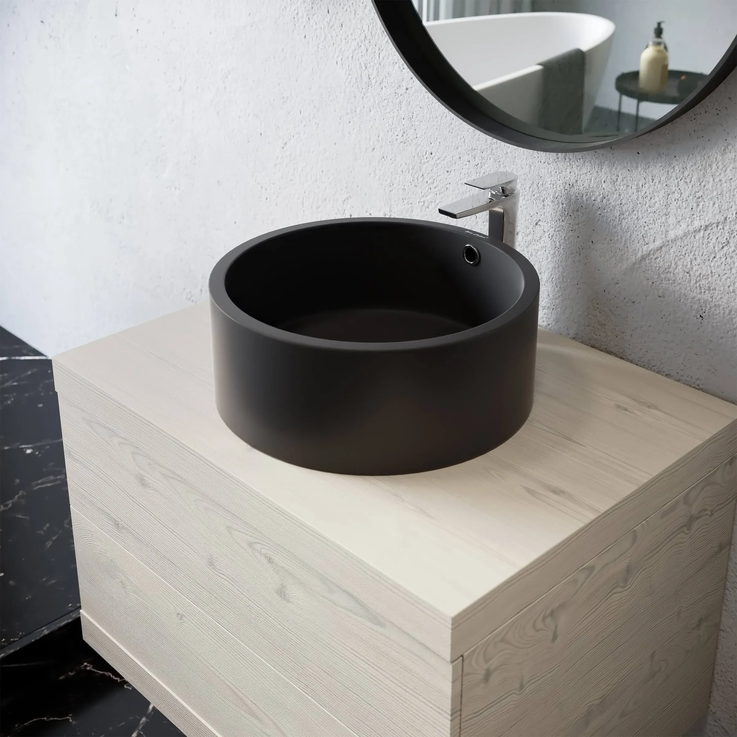 Monaco 16.5” Round Vessel Sink in Matte Black