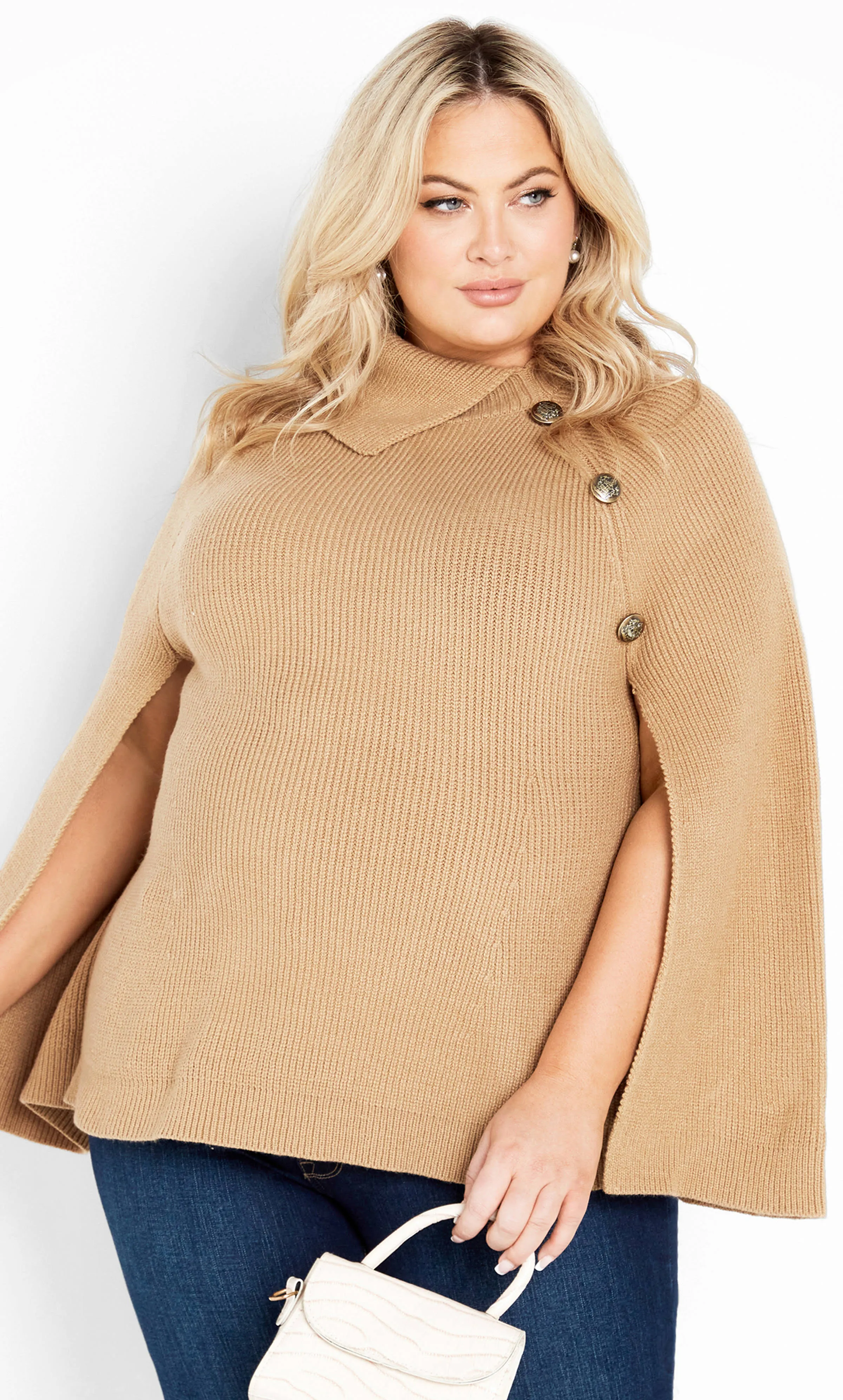 AVENUE Women's Plus Size Cape Dani Button