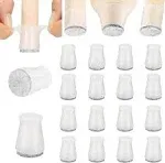 Chair Leg Floor Protectors - 1&#034; x 16 pcs Clear - Felt Bottom Silicone Pads