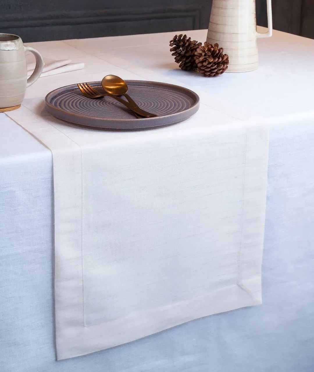 D&#039;Moksha Silk Table Runner 36 inches Long Beige Ivory Table Runner Fall Table...