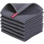 Homaxy 100% Cotton Waffle Weave Kitchen Dish Towels, Ultra Soft Absorbent Quick Drying Cleaning Towel, 13x28 Inches, 4-Pack, Dark Grey