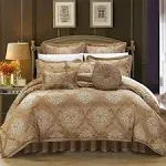 Chic Home Aubrey 9 Piece Jacquard Comforter Set Gold King