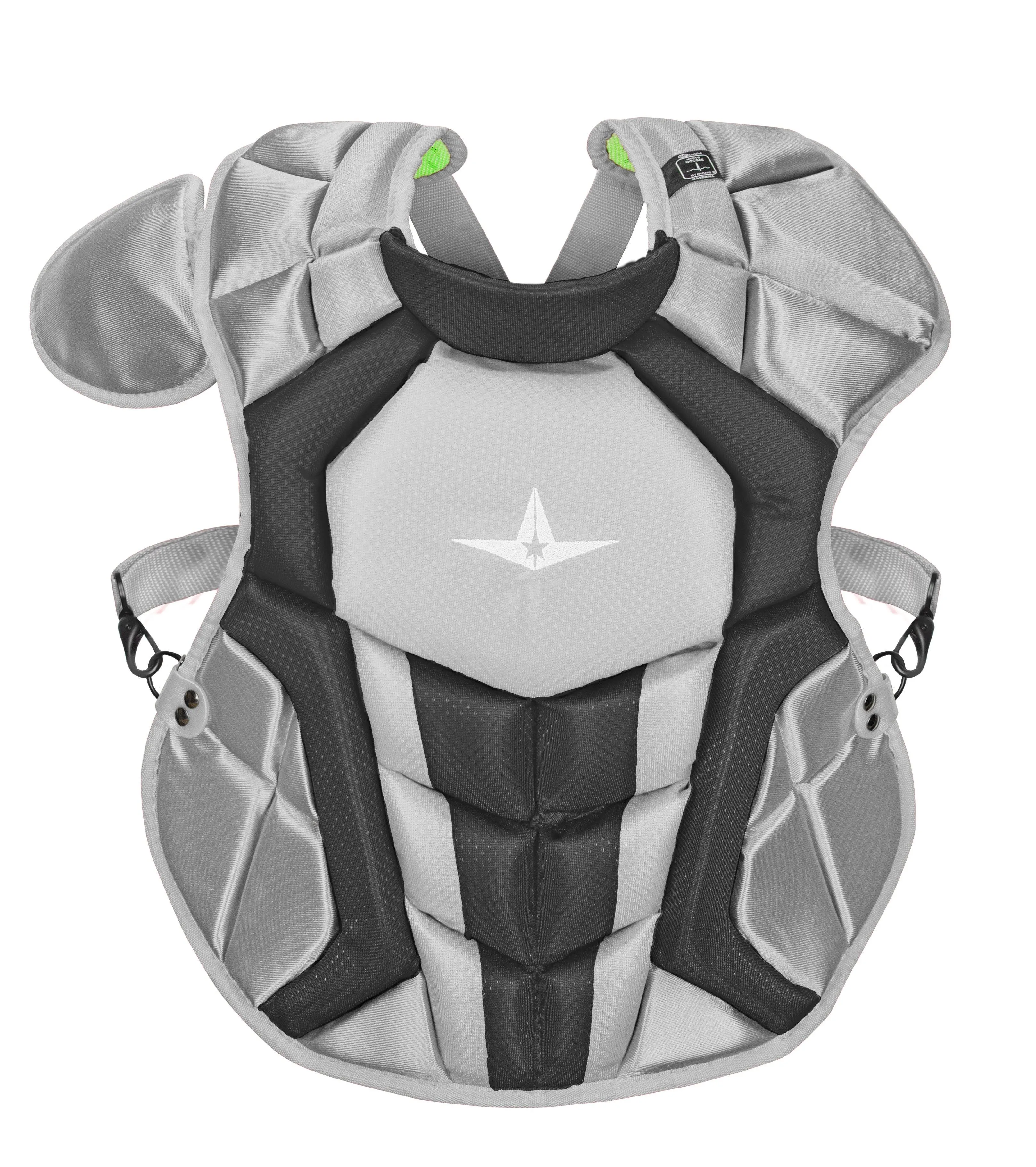 All-Star System7 Axis NOCSAE Youth Catcher&#039;s Chest Protector - Silver