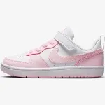 Nike Court Borough Girls White And Pink Low Trainers, Size: 12