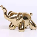 Gold Home Décor Balloon Figurine Accent, Small Ceramic Animal Statue Handmade Sculpture Ornament (Elephant)