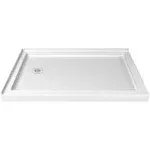 DreamLine SlimLine 36 in. D x 54 in. W x 2 3/4 in. H Drain Double Threshold Shower Base DLT