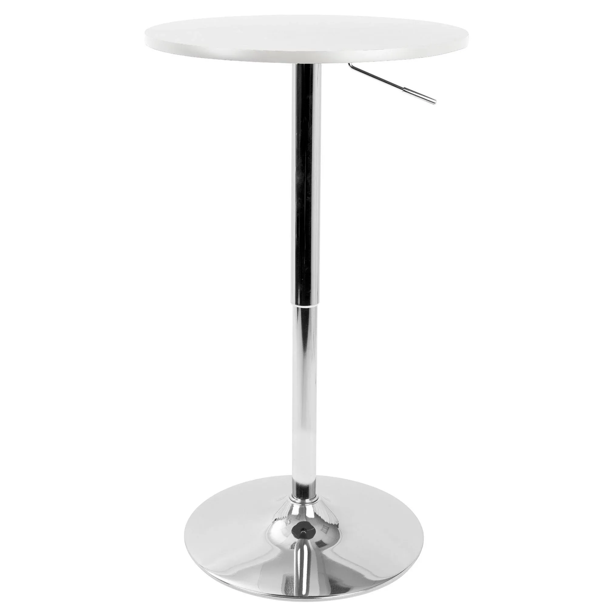 LumiSource BT-ADJ23TW W Adjustable Bar Table, White/Chrome