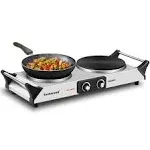 Hot Plate Double Burner for Cooking, 1800W Countertop Electric Stoves | Silver