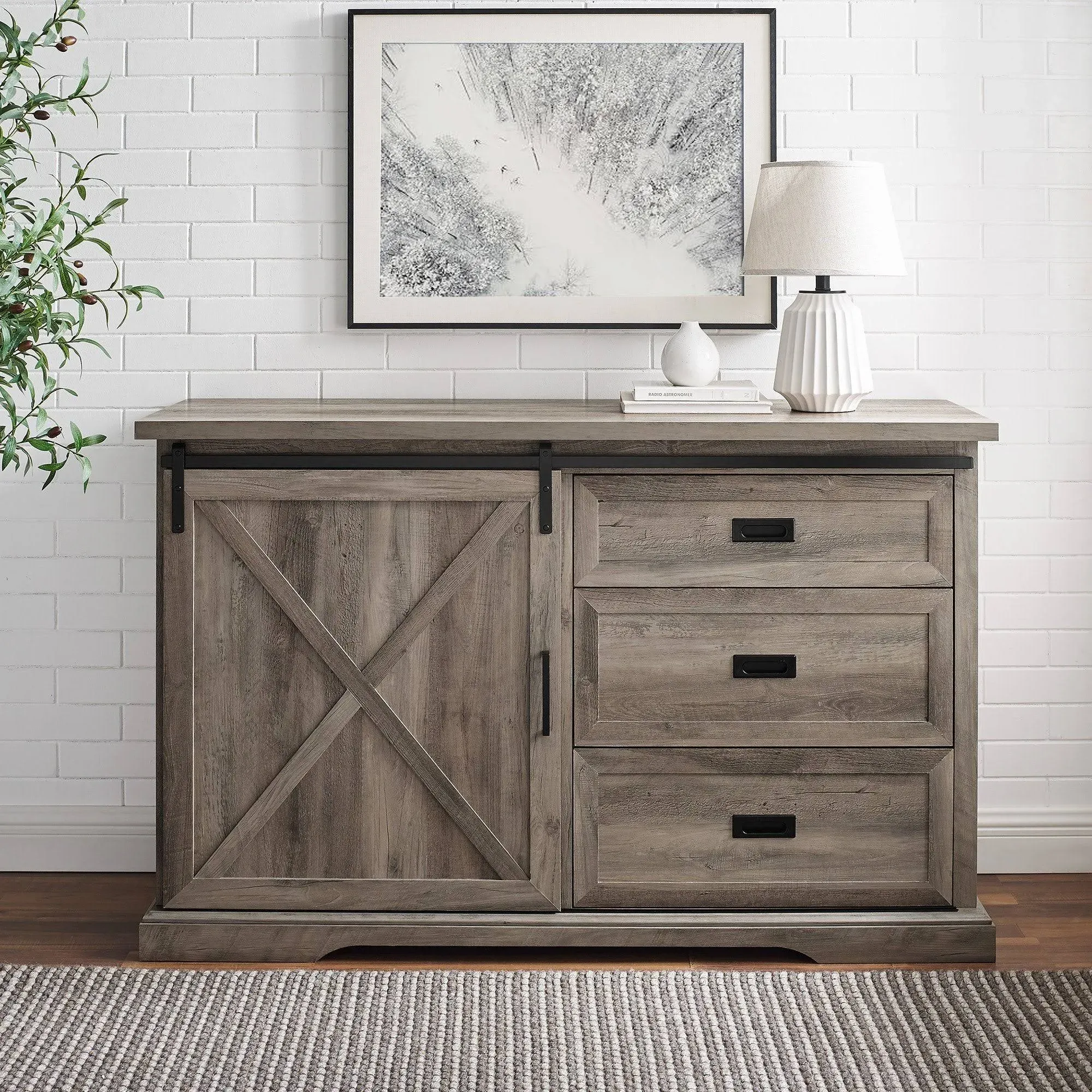 56" Sliding X Barn Door Sideboard