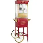 Olde Midway Vintage Style Popcorn Machine Maker Popper with Cart and 8-Ounce Kettle - Black