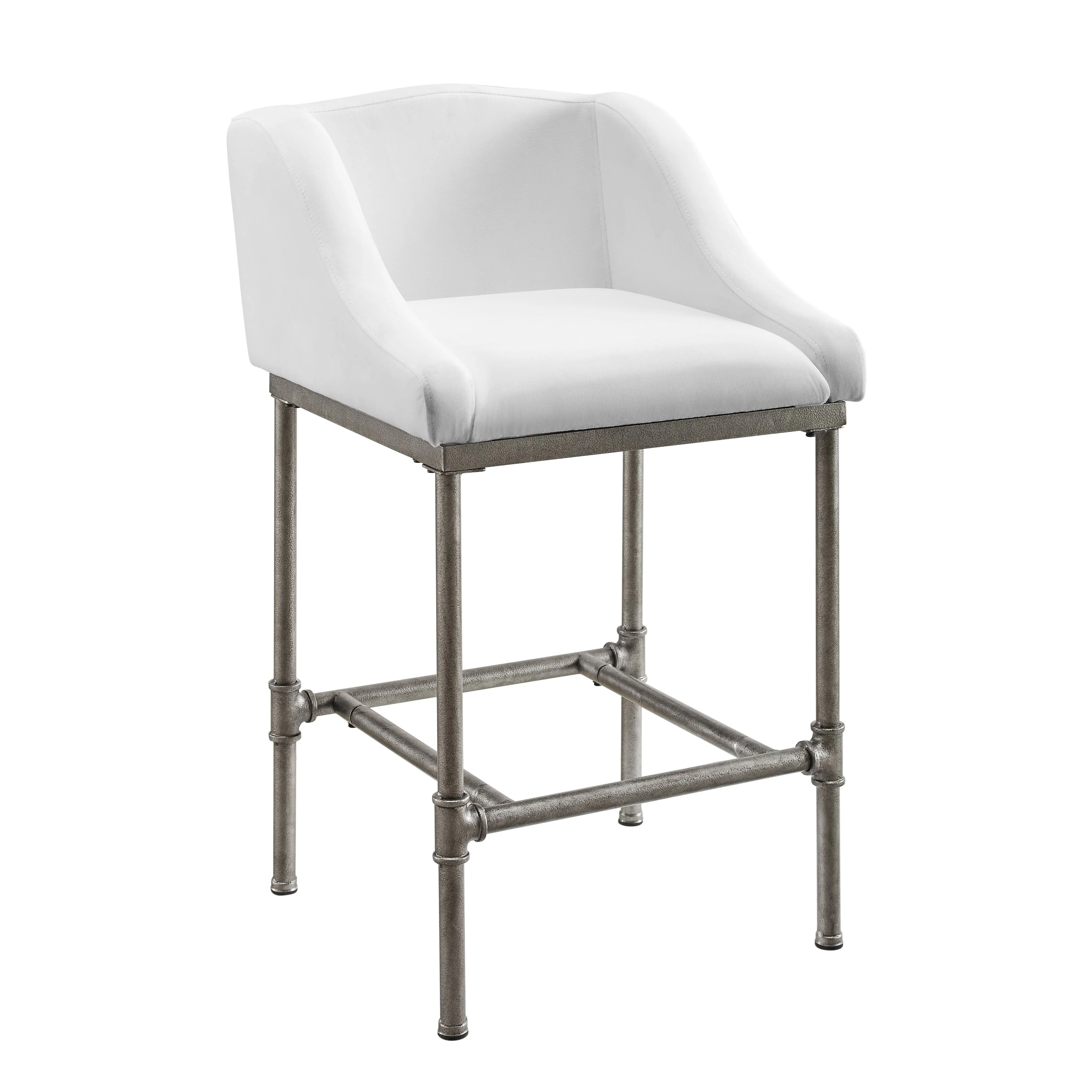 Hillsdale Furniture Dillon Metal Counter Height Stool, Textured Silver with White ...