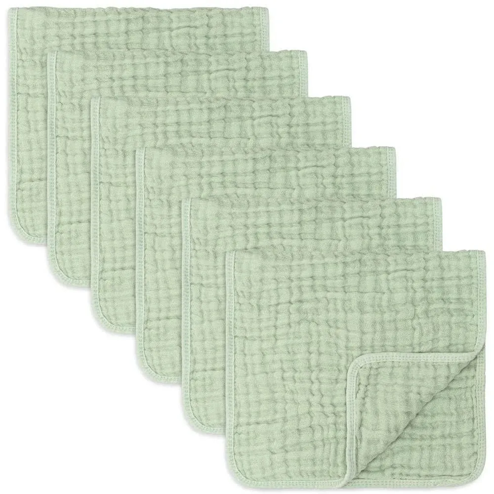 Comfy Cubs Muslin Burp Cloths - Sage (Pack of 6)