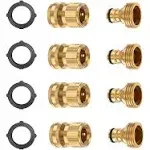 Garden Hose Quick Connector Solid Brass,3/4 inch GHT Thread Fitting No-Leak Water Hose Female and male Adapter (4 Sets)