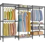  Large Portable Closet Rack Freestanding Wardrobe Closet, Multi V5 Plus Black