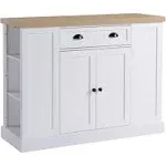 Homcom Fluted-Style Wooden Kitchen Island, Storage Cabinet