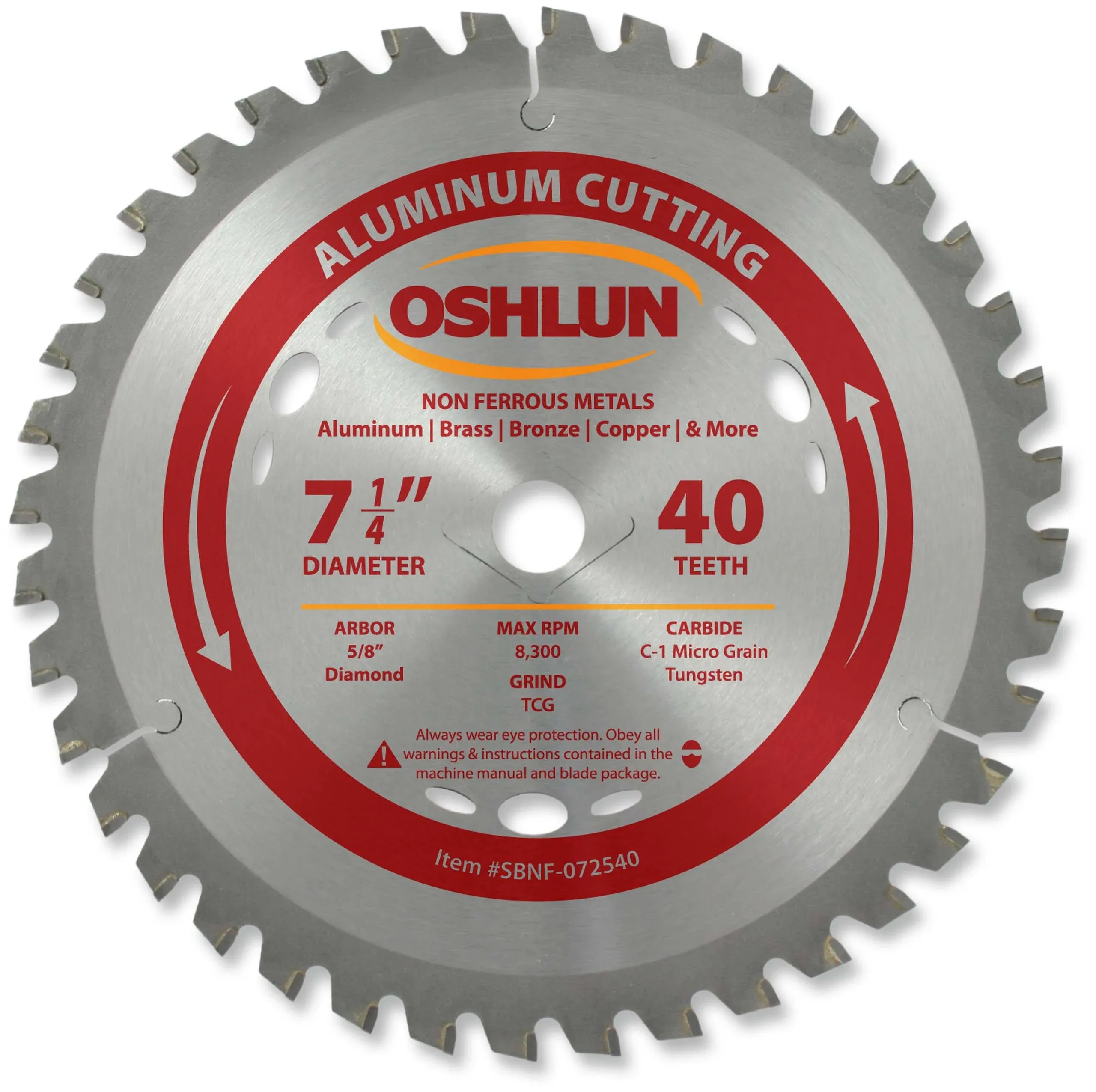 OSHLUN  SBNF-072540  7-1/4&#034; x 40T Aluminum Cutting Saw Blade