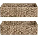 StorageWorks Toilet Paper Basket, Seagrass Wicker Storage Basket for Toilet Tank Topper for Bathroom 2 Pack