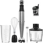 Turelar Immersion Blender Handheld Hand Blender 1100W, Trigger Variable Speed 5 in 1 Stick Blender, Emulsion Blender with Chopper, Whisk and Frother