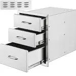 VEVOR 18x23 Inch Outdoor Kitchen Stainless Steel Triple Access BBQ Drawers with Chrome Handle