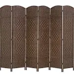 Room Divider 6 Panel Folding Privacy 6 Ft Indoor Wall 6 Panel, Brown 