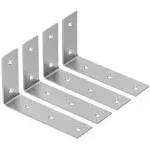 YUMORE Shelf Bracket, 7 Inch L Brackets Heavy Duty, Stainless Steel Shelf Supports Wall Mounted for Floating Shelves, 4 Pack