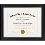 Americanflat 11x14 Diploma Frame with Shatter-Resistant Glass - Use as 8.5x11 Frame with Mat or 11x14 Frame without Mat - Legacy Collection - Thin Picture Frame for Wall Display - Black